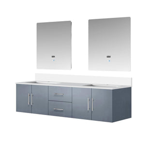 English Elm Dark Grey Double Bath Vanity 72" W x 22" D with Cultured Marble Top, Soft-Close Drawers & LED Mirrors B2731S00876