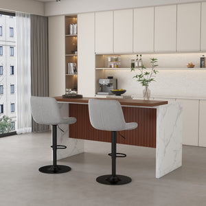 English Elm Swivel Modern Adjustable Bar Stools with 360° Rotation, Ergonomic Backrest, Soft Knit Seats Grey W2699P360245