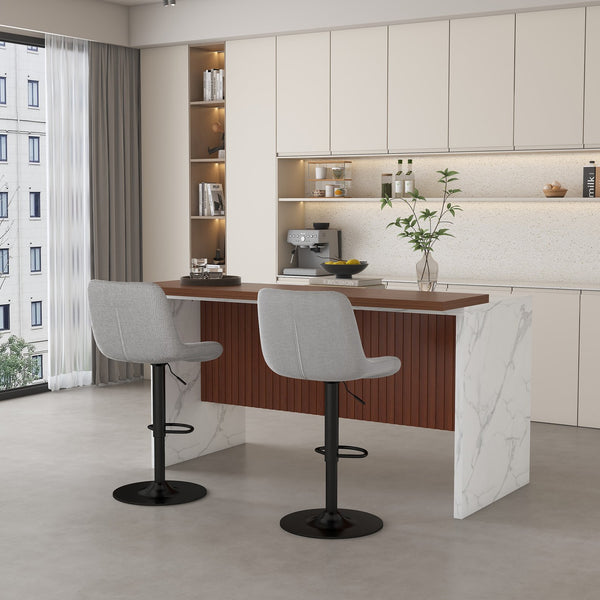 English Elm Swivel Modern Adjustable Bar Stools with 360° Rotation, Ergonomic Backrest, Soft Knit Seats Grey W2699P360245