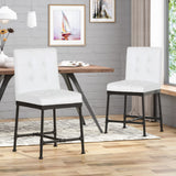 Christopher Knight Home® - Noble House - Commonwealth Industrial Modern 24" Counter Stool with Faux Leather Backing and Metal Pipe Base - Set of 2