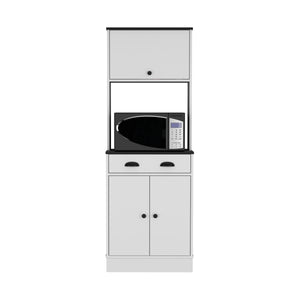English Elm Apex Compact Kitchen Pantry 66.3" H with Drawer, 3 Shelves & Cabinets for Organized Storage White+Black 37.7 L x 20 W x 8.26 H B097P199737