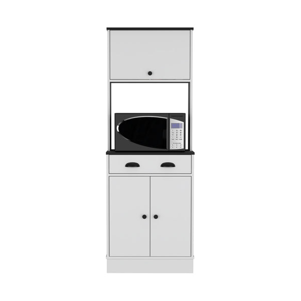 English Elm Apex Compact Kitchen Pantry 66.3" H with Drawer, 3 Shelves & Cabinets for Organized Storage White+Black 37.7 L x 20 W x 8.26 H B097P199737