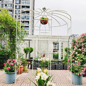 English Elm Metal Birdcage Pavilion Arch Powder Coated Steel Garden Gazebo for Outdoor Ceremonies W1586104488