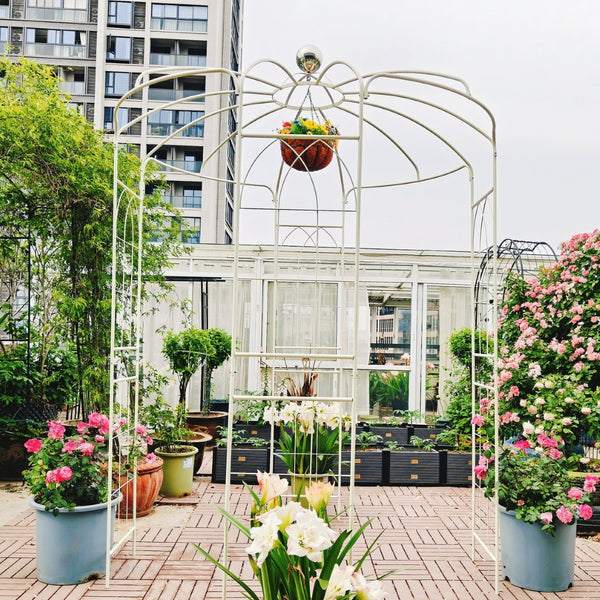 English Elm Metal Birdcage Pavilion Arch Powder Coated Steel Garden Gazebo for Outdoor Ceremonies W1586104488