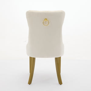 English Elm A&a Velvet Tufted Dining Chairs with Nailhead Trim Solid Wood Tapered Legs Set of 2 W1143P179487