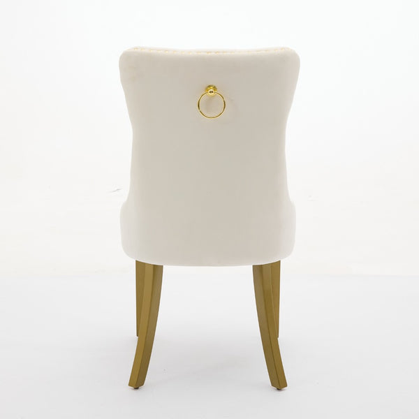 English Elm A&a Velvet Tufted Dining Chairs with Nailhead Trim Solid Wood Tapered Legs Set of 2 W1143P179487