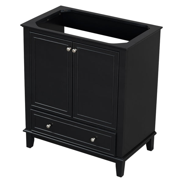 English Elm 30" Matte Black Bathroom Vanity Base Solid Wood Frame Mdf Storage Cabinet Modern N725P186143B