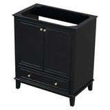 English Elm 30" Bathroom Vanity Without Sink, Base Only, Multi-Functional Bathroom Cabinet With Doors and Drawer, Solid Frame and Mdf Board, Black