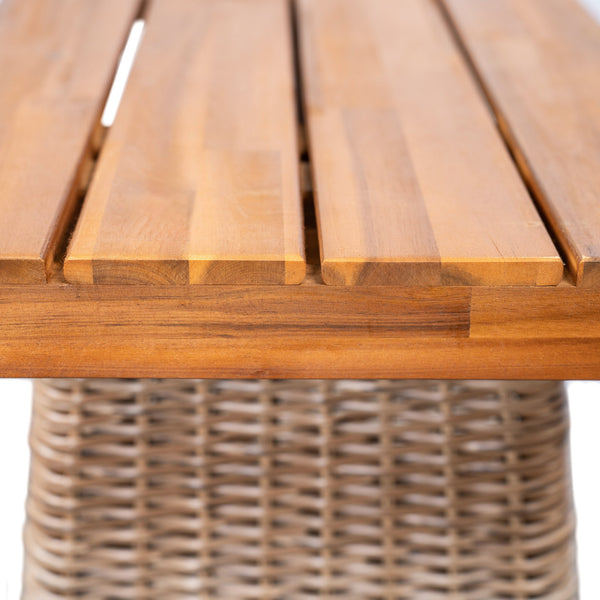 English Elm Christopher Knight Home® - Outdoor Acacia Wood Bench With Teak Finish & Handwoven Brown Wicker Legs For Stylish Seating N773P286716B