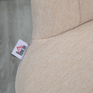 English Elm HOMCOM Linen Touch Adjustable Swivel Bar Stools Set of 2, Beige, 360° Swivel, 25.5"-31.75" Height W2225P173930