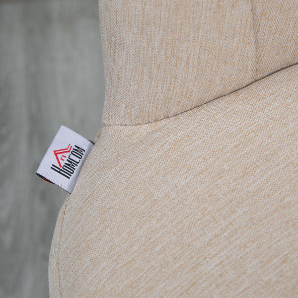 English Elm HOMCOM Linen Touch Adjustable Swivel Bar Stools Set of 2, Beige, 360° Swivel, 25.5"-31.75" Height W2225P173930