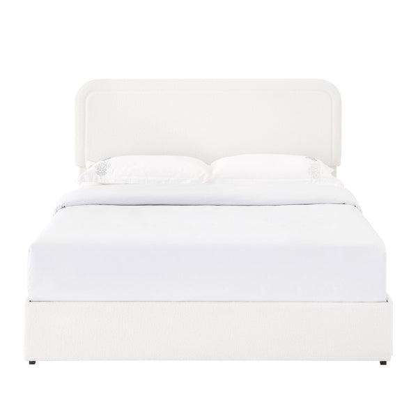 English Elm Liv Patented 2-Drawers Storage Bed Queen Ivory Boucle Upholstered Platform with Dust-Proof Drawers and Soft-Close Gliding System B083P156198