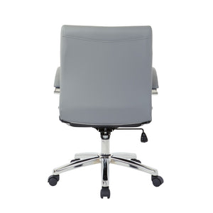 OSP Home Furnishings Executive Low Back Faux Leather Office Chair with Chrome Base for Professional Workspaces Charcoal FL92011C-U42