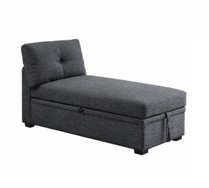 English Elm Reversible Tufted Linen Chaise with Hidden Storage for Bedroom or Living Room B2748P410831