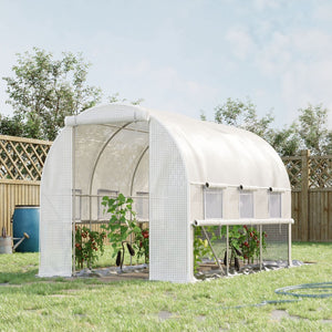 English Elm Outsunny Walk-in Tunnel Greenhouse Steel Frame Anti-tear Pe Cover Ventilated Garden W2225P217792