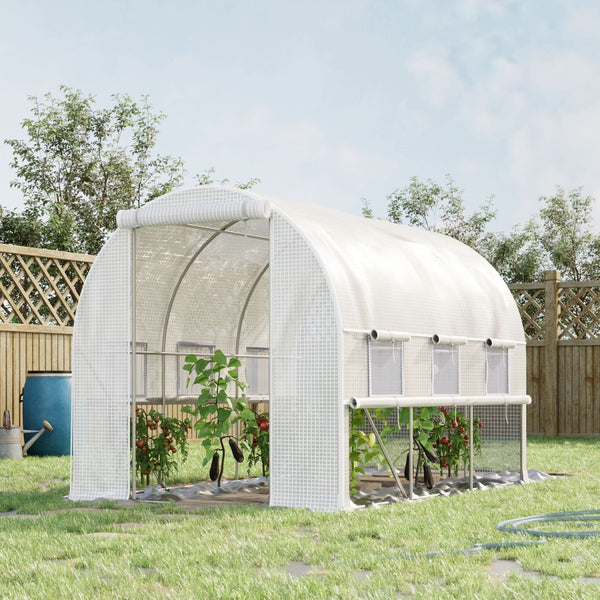 English Elm Outsunny Walk-in Tunnel Greenhouse Steel Frame Anti-tear Pe Cover Ventilated Garden W2225P217792
