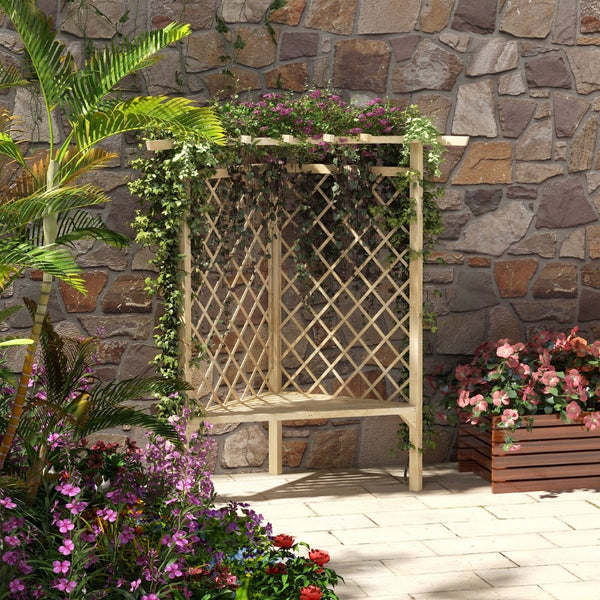 English Elm Outsunny 55" Classic Wooden Garden Bench For Outdoor Relaxation, Slatted Seat & Screen Backrest W2225P174085-GIGA