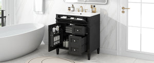 English Elm 30'' Modern Bathroom Vanity With Ceramic Sink, 2 Drawers & Tip-Out Storage For Stylish Organization N710P250194B