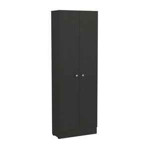 English Elm Multistorage Tall Matte Black Cabinet with Five Shelves for Pantry or Utility Spaces B097132946