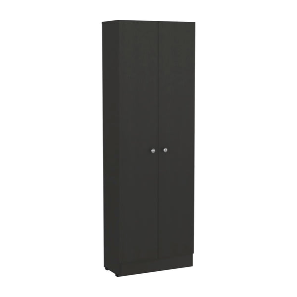 English Elm Multistorage Tall Matte Black Cabinet with Five Shelves for Pantry or Utility Spaces B097132946