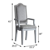 English Elm Two Tone Grey and Pearl Grey Upholstered Back Arm Chairs (Set Of 2)