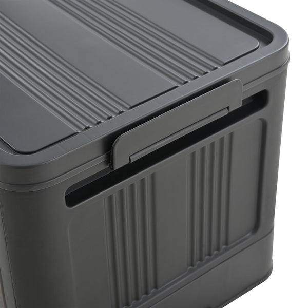 English Elm Black,20" Versatile Folding Storage Cabinet With 4 Tiers, Magnetic Door, Wheels & Space-Saving Design W2873P239384