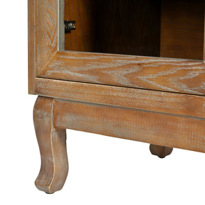 English Elm Retro 4-Door Sideboard with Spacious Adjustable Shelves, Solid Wood Legs, Spray-Painted MDF Finish Antique brown W2696P256248