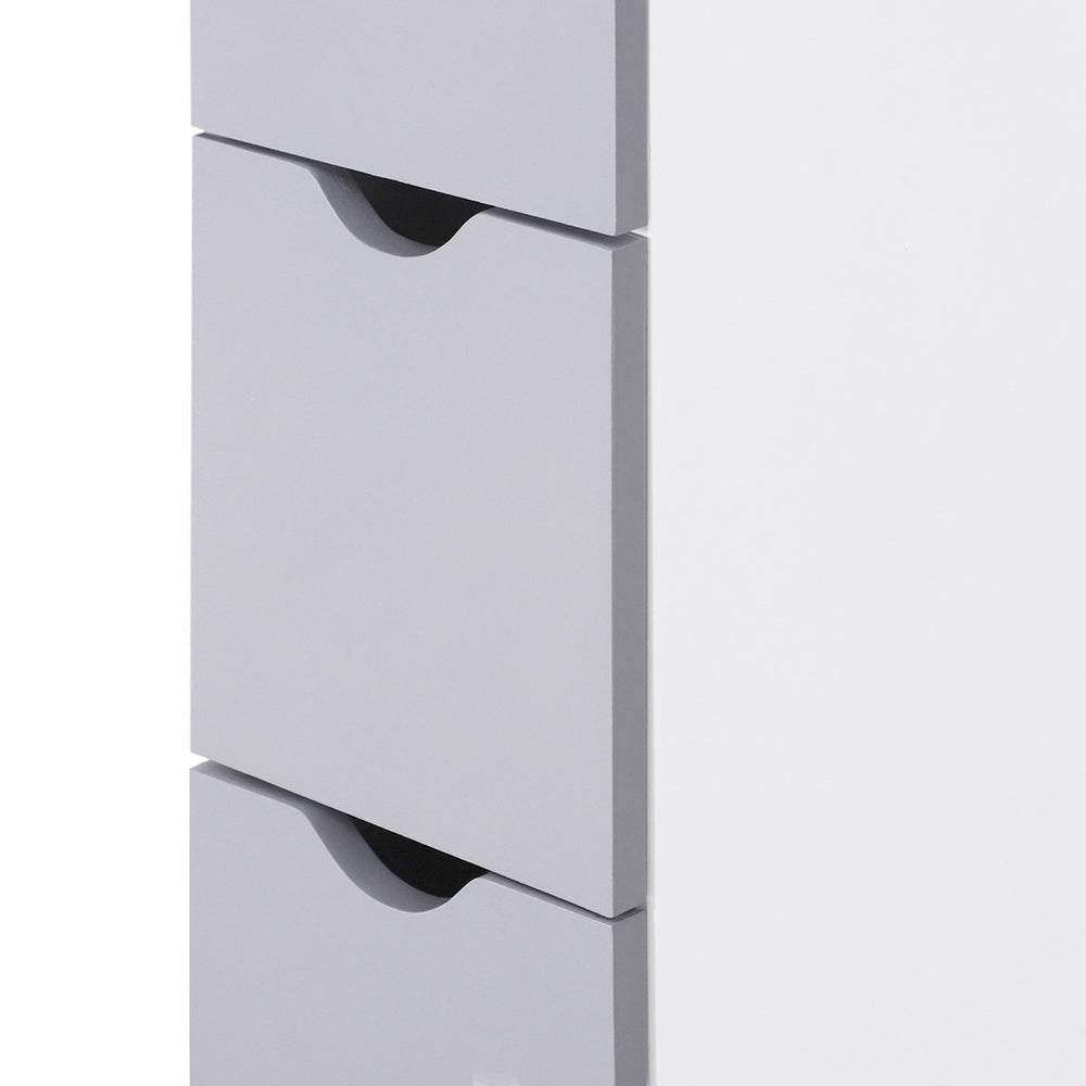 English Elm HOMCOM 54" Tall Linen Tower Cabinet with Shelves & Drawers — Narrow Freestanding Bathroom Organizer W2225P229147