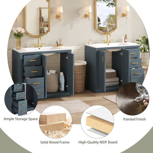 English Elm 72'' Bathroom Vanity With Ceramic Sink - Stylish Freestanding Set, Solid Wood Frame, Ample Storage & Modern Design N710SS00015C