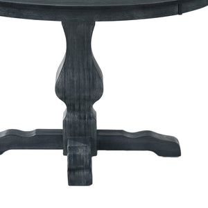 English Elm Round Rubberwood Pedestal Dining Table Wire Brushed Farmhouse Style Seats Four 70935.00TOPGRY_70935.00LEGGRY