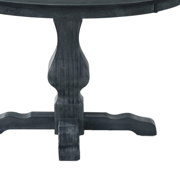 English Elm Round Rubberwood Pedestal Dining Table Wire Brushed Farmhouse Style Seats Four 70935.00TOPGRY_70935.00LEGGRY