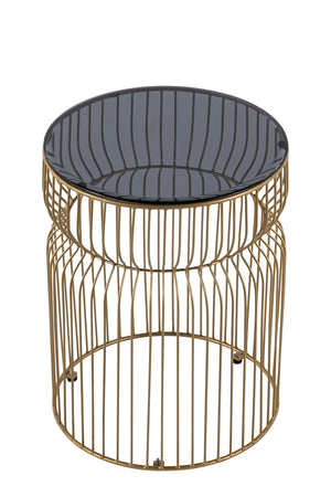English Elm ET901 Sleek Contemporary Metal Frame End Table with Tinted Tempered Glass Top, 21" Height, Modern Accent Gold B009P306193