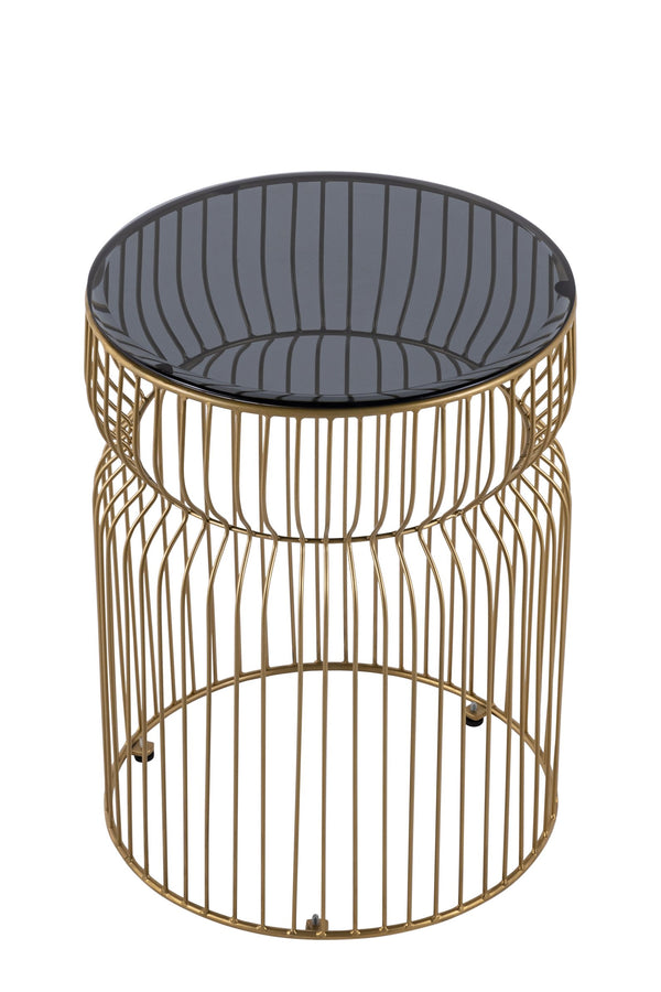 English Elm ET901 Sleek Contemporary Metal Frame End Table with Tinted Tempered Glass Top, 21" Height, Modern Accent Gold B009P306193