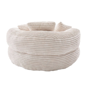 English Elm Bean Bag Sofa Oversized Corduroy Floor Lounge Chair with Armrests Pillows Foam Fill Beige W395P426811