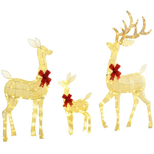 English Elm Outsunny Silver Led Reindeer Family Trio Outdoor Holiday Lawn Decor with Dual Light W2225P249609