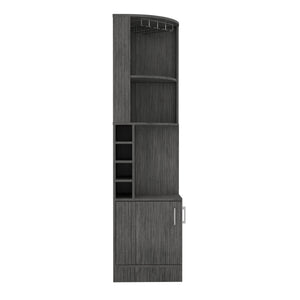 English Elm Syrah Corner Bar Cabinet with 8 Bottle Cubbies, Double Doors, 2 Open Shelves & Glass Rack Gray 46.9 L x 23.6 W x 7.1 H B20091986