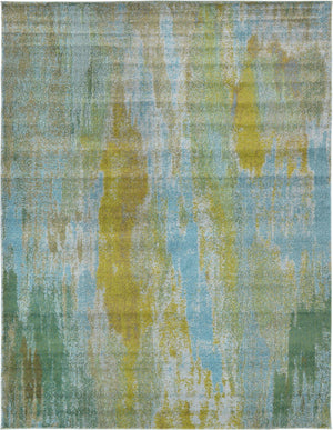 Unique Loom Jardin Lilly Machine Made Abstract Rug Turquoise, Gray/Green/Ivory/Olive/Turquoise/Yellow/Light Blue 9' 0" x 12' 2"