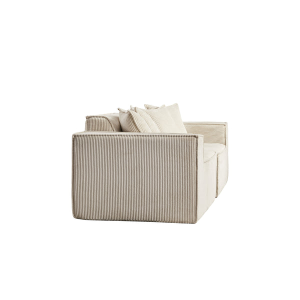 English Elm 78.74" Modular Sectional Sofa with Corduroy Upholstery, High-Density Foam Comfort, Modern Compact Couch W1036S00061