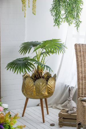 English Elm Set of 2 Distressed Zinc Planters with Tapered Fir Legs Vintage Industrial Style W2078P498308