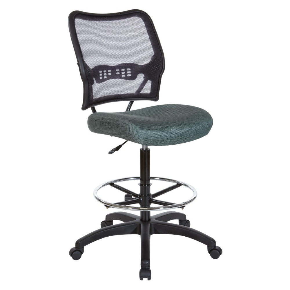 OSP Home Furnishings Deluxe Ergonomic Drafting Chair with Breathable Mesh Back and Pneumatic Height Adjustment Grey 13-37N20D-2M