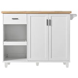 English Elm K&K Kitchen Island With Foldable Counter Top, Kitchen Storage Cart With Slide-Out Shelf, Towel Rack and Drawer, Rolling Kitchen Cart On Wheels, For Kitchen, Living Room, Dining Room, White