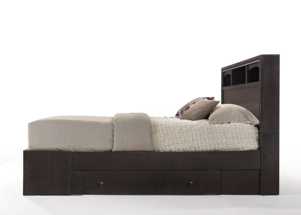 English Elm Madison Solid & Composite Wood Queen Bed with Raised Molding Headboard, Low Profile Footboard, 660lb PMID Espresso 69.21 L x 17.01 W x 5.75 H B2726S00500