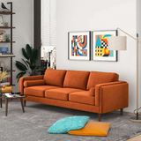 English Elm Ashcroft Furniture - Amber Mid Century Modern Burnt Orange Luxury Modern Velvet Sofa