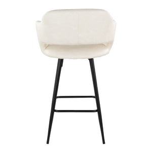 English Elm Margarite Contemporary 26" Fixed-Height Counter Stool Set of 2 — Faux Leather Seat, Black Metal Frame, Ergonomic Cutout Cream B202S00358