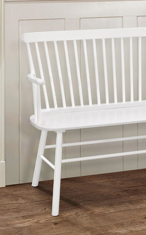 English Elm 1pc Vintage Farmhouse Spindle Back Bench 48" Rustic Wooden Entryway Seat for Cozy Homes and Halls White 52 L x 23 W x 15 H B011P284206