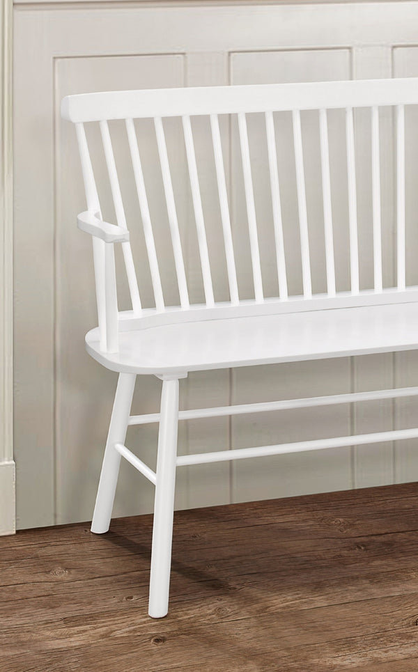 English Elm 1pc Vintage Farmhouse Spindle Back Bench 48" Rustic Wooden Entryway Seat for Cozy Homes and Halls White 52 L x 23 W x 15 H B011P284206