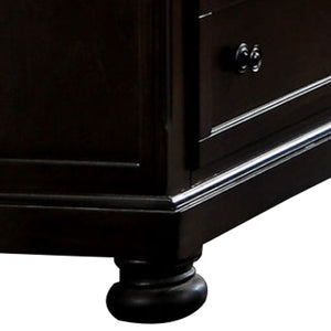 English Elm Wooden Transitional Dressing Table with Concealed Storage and Rich Dark Brown Finish B056P416769