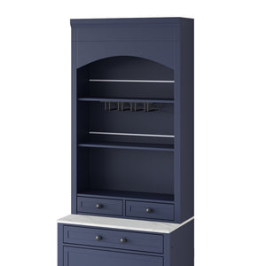 English Elm Modern Tall Kitchen Pantry Set of Two with Faux Marble Top and Glass Holders Blue SP000175AAC