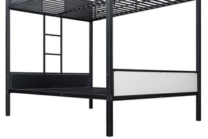 English Elm Full Full Metal Bunk Bed Contemporary Black Frame with White Accent Panels, Side Ladder, Full Size Ready B2741P347306