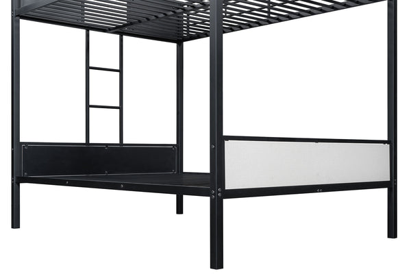English Elm Full Full Metal Bunk Bed Contemporary Black Frame with White Accent Panels, Side Ladder, Full Size Ready B2741P347306